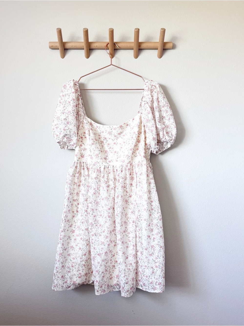 ARULA Cream Mini Dress with Pink Floral Print